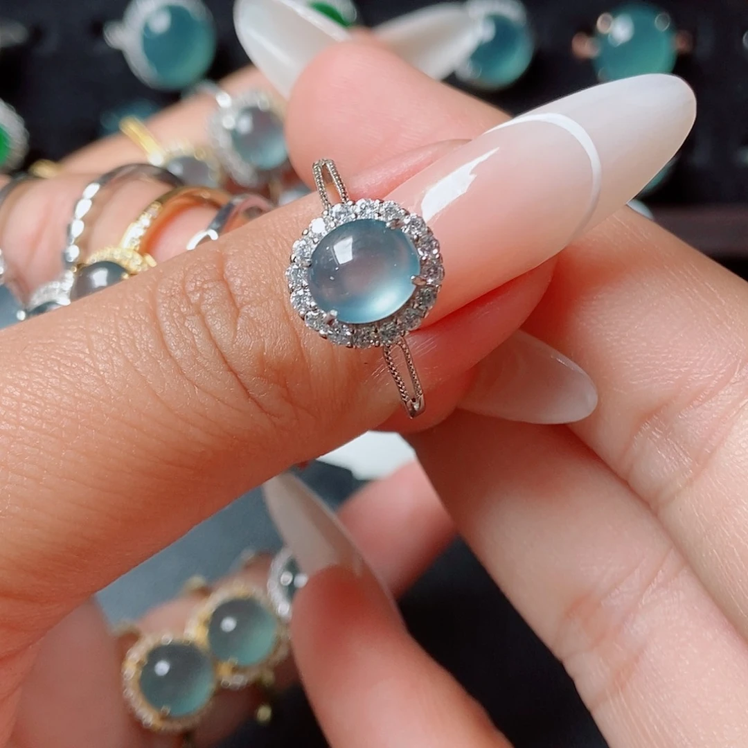 翡翠戒指银S925镶嵌428774