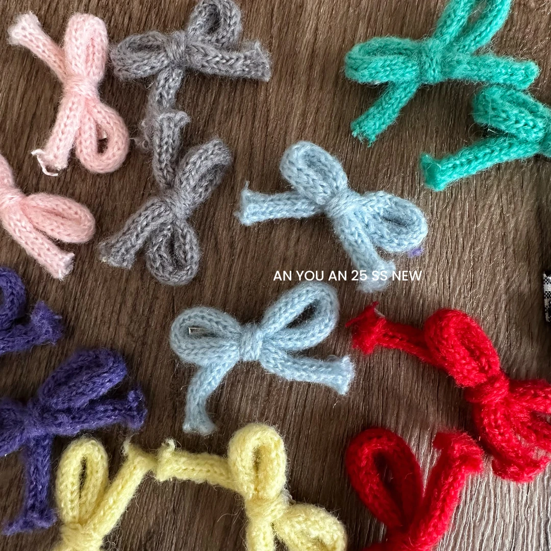 多巴胺～彩色蝴蝶结软乎乎毛线百搭发卡少女感刘海夹女童可爱发饰