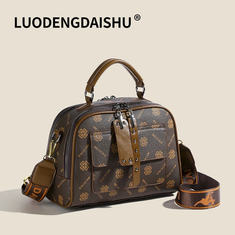 2025新年新款女士斜挎包欧美枕头包单肩包经典休闲印花手提包