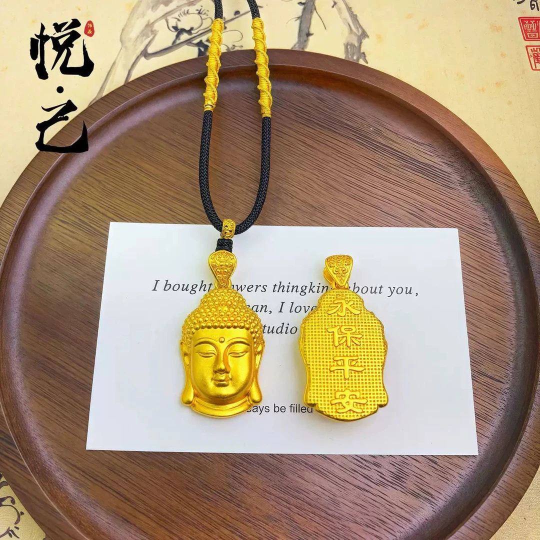吊坠足银 佛头吊坠实心双面时尚经典百搭气质轻奢古典设计礼物