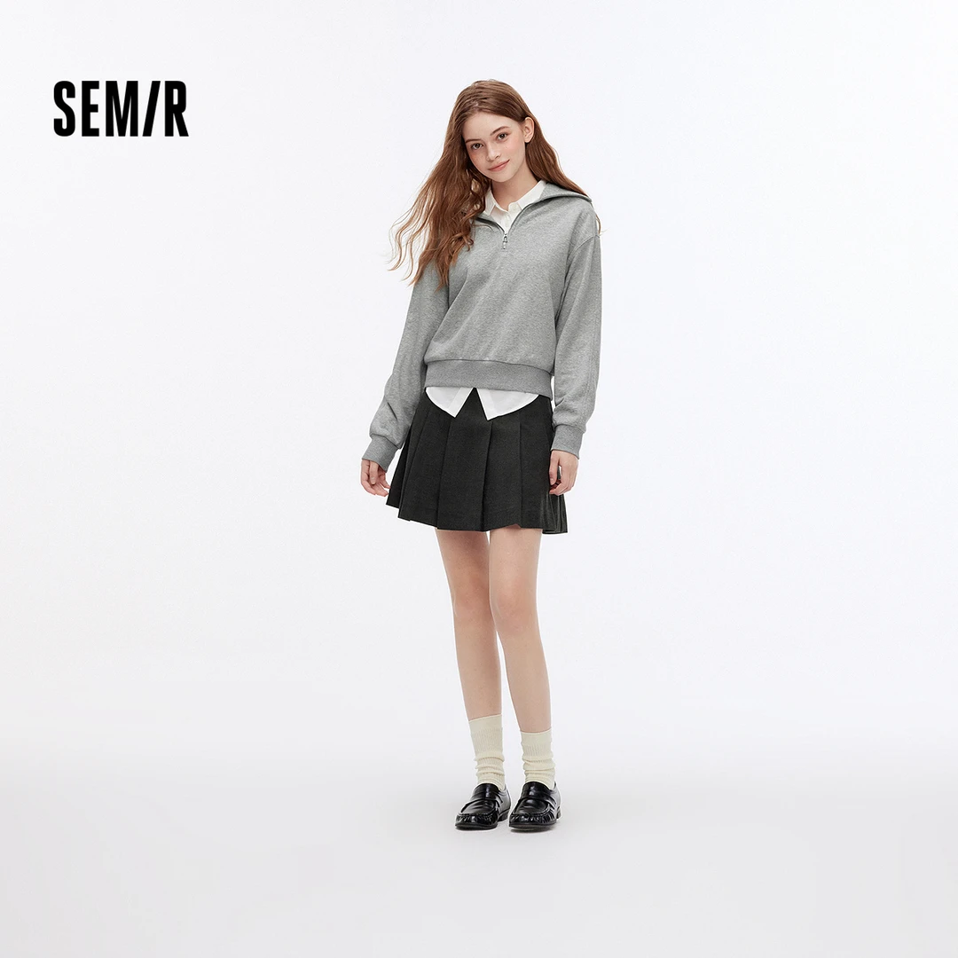 森马半身裙女百搭学院风显瘦短裙俏皮小个子秋格子百褶裙时尚通勤