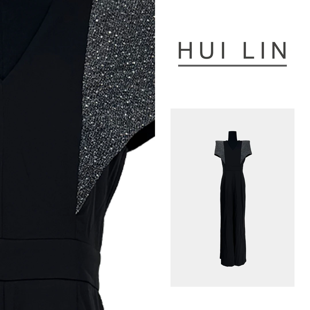 【夏季新款】原创设计高奢撞色拼接收腰直筒连体裤【25597】