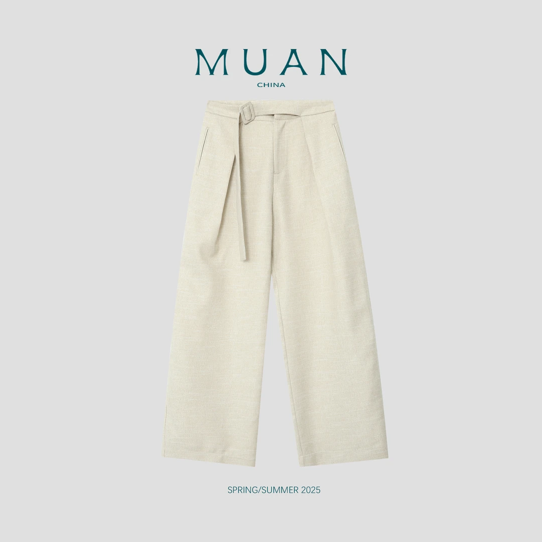 【苏黎世长裤】“苏黎世系列”定制高级简约腰带长裤阔腿裤女YJ-23797