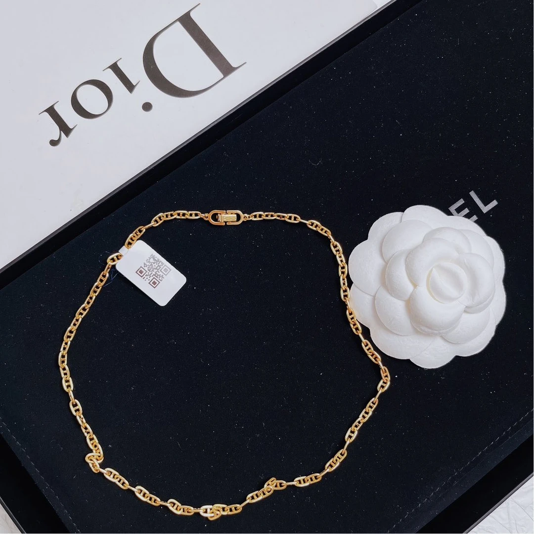 95新 DIOR/迪奥 柚礼中古/迪奥素金项链LZ409110