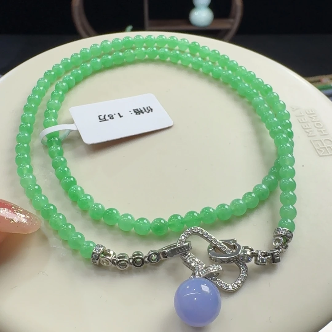 未镶嵌手串翡翠冰胶甜阳绿锁骨链卡3.8