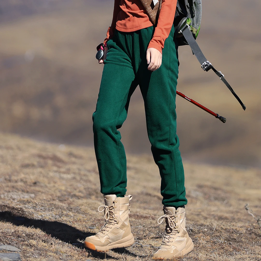 雪丘岛户外冬季新品抓绒裤防风摇粒绒内胆长裤保暖束脚登山裤女款