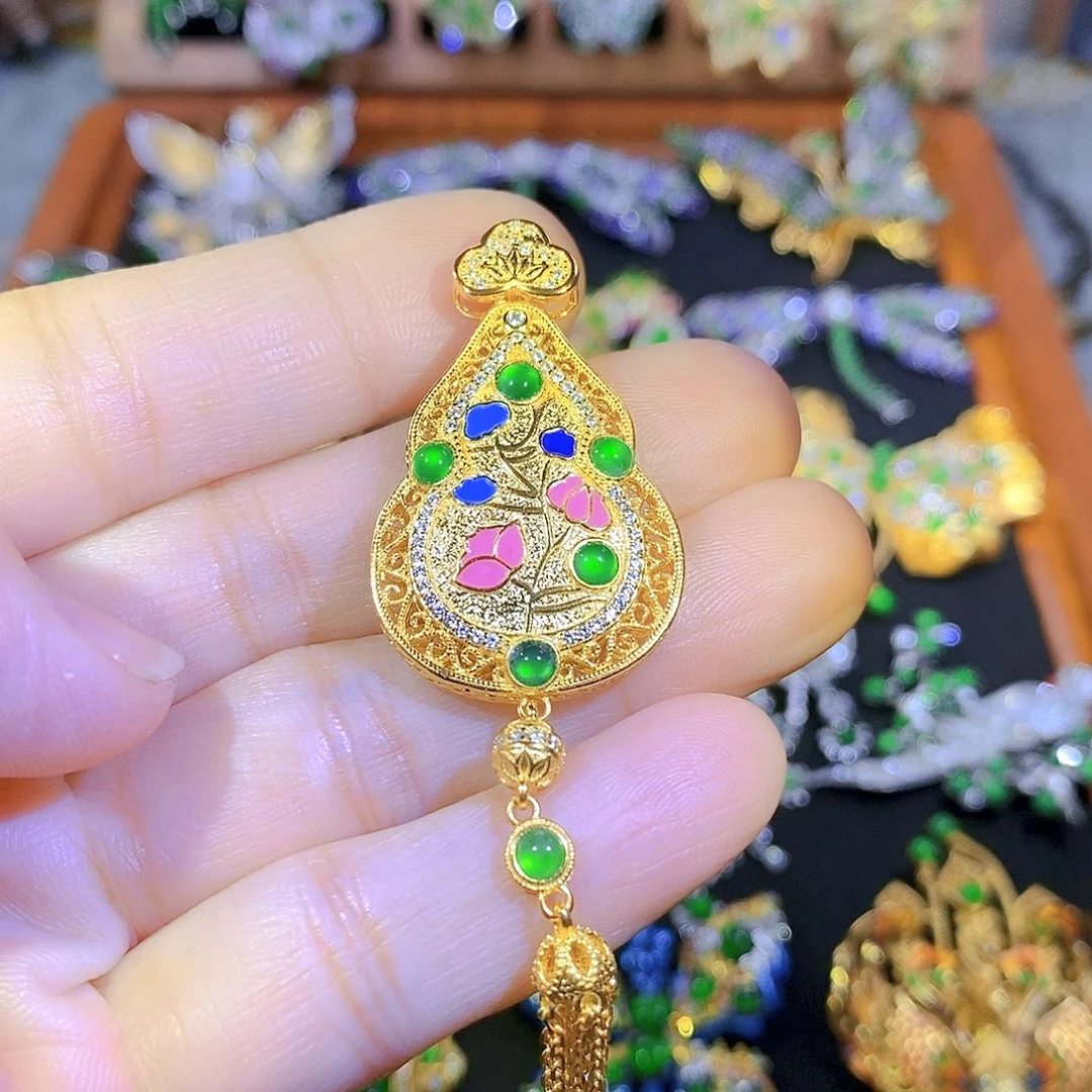 吊坠(不含链)银S925镶嵌翡翠