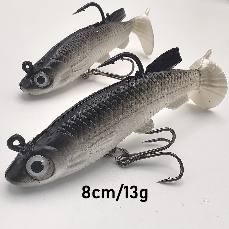 13g酷似小白条钓翘嘴路亚仿真软饵黑背沉水包铅鱼背鳍钩碳钢钩