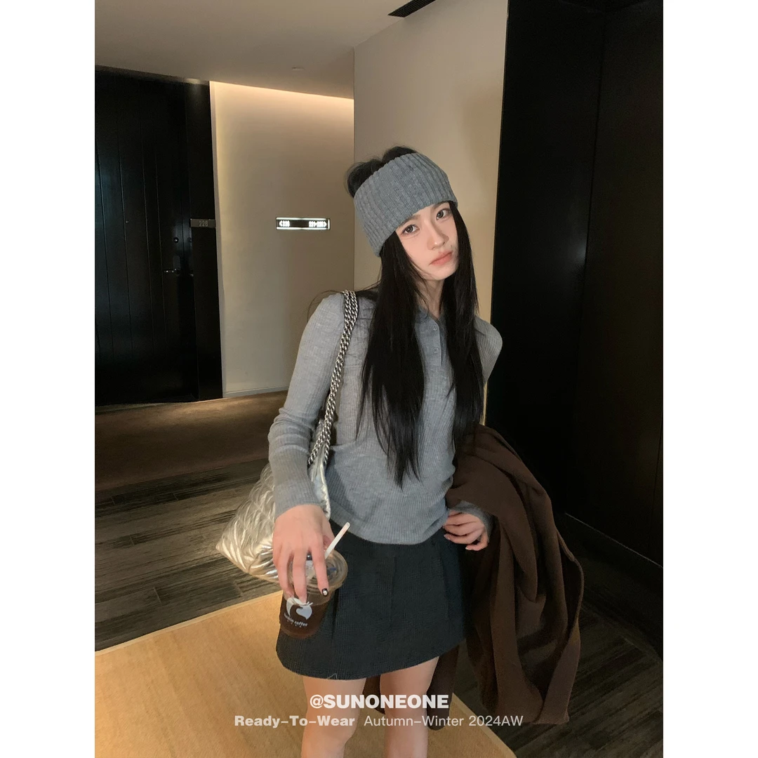 SUNONEONE 修身上衣女春季新款收腰套头羊毛针织内搭打底衫H0718Z