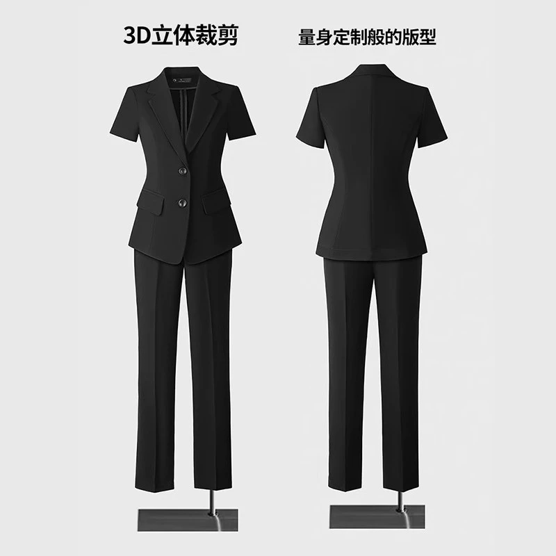 韩版小西装外套大码200斤胖mm气质酒店工作服微胖职业装短袖薄款