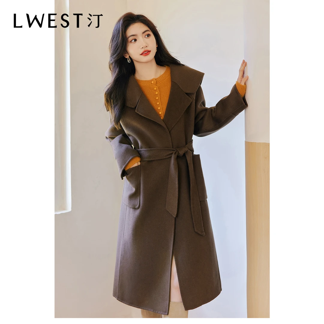 朗文斯汀秋冬季设计师新款韩系简约双面呢大衣外套DAMJ3510D12247