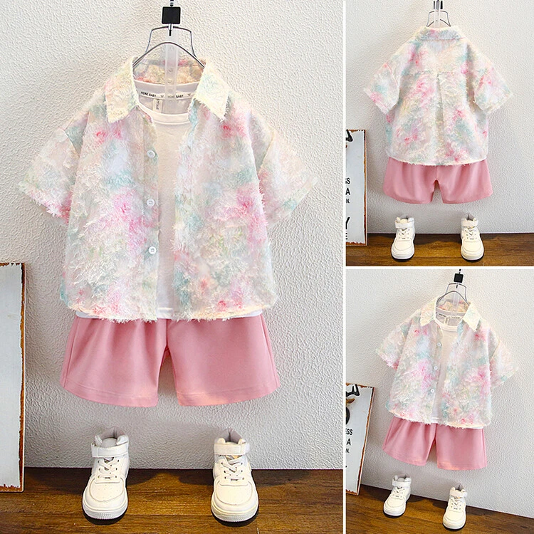 春秋小童夏装衬衣套装2025新款小洋气装短袖宝宝婴儿痞帅气小香风