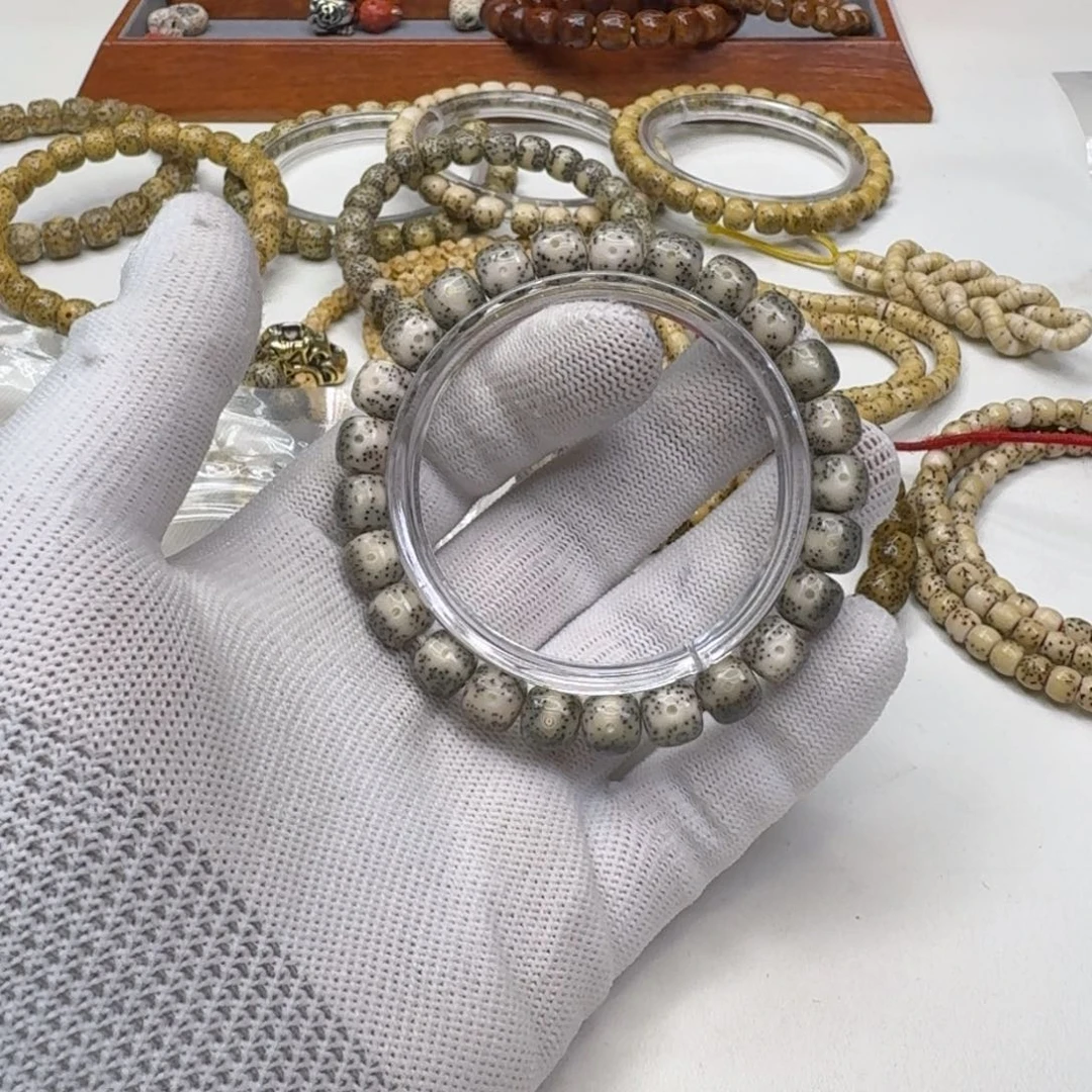 星月菩提手串29梵天糯冰月留白针尖星9左右桶单圈