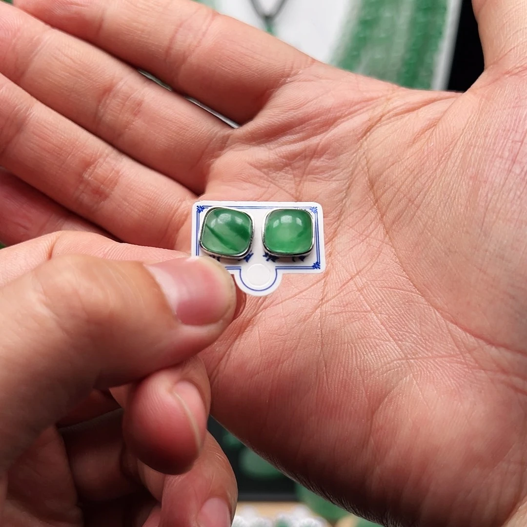 石英质玉耳钉银S925镶嵌x****儿