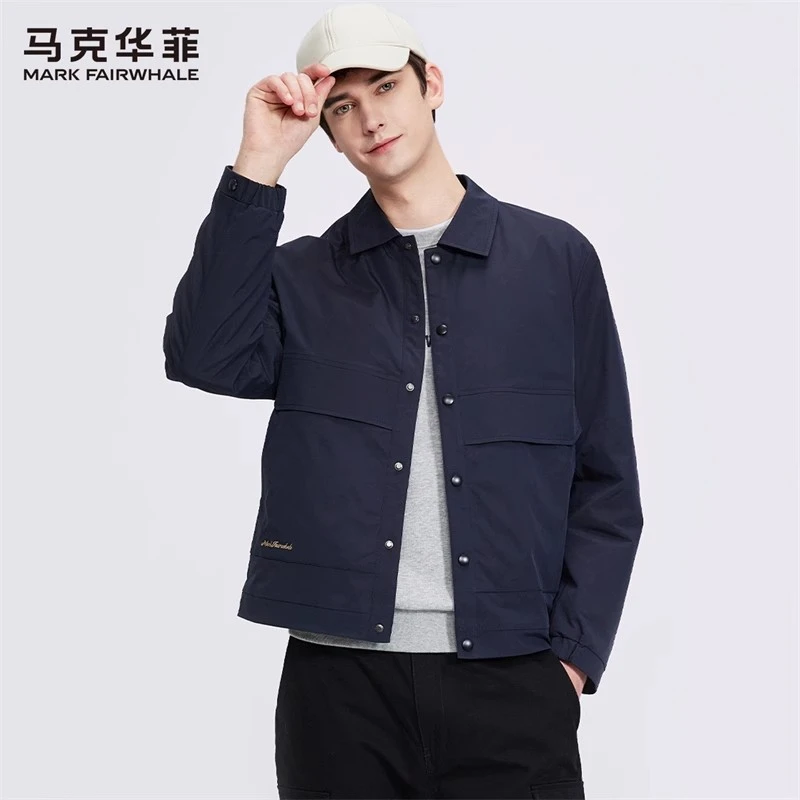 【夹棉防风】马克华菲翻领夹克男2025秋冬新款时尚宽松百搭休闲外套