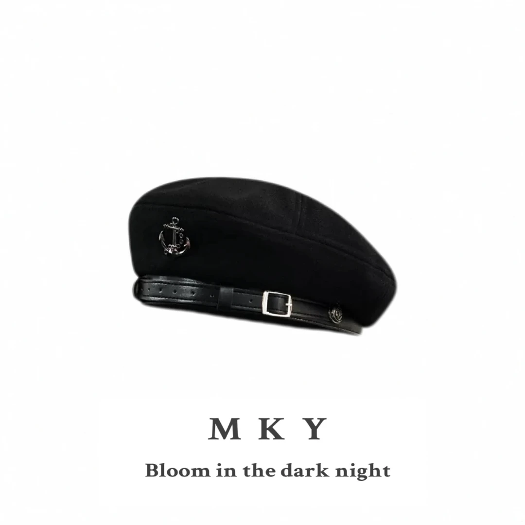 MKY/帽子百搭平顶时尚贝雷帽四季通用ins缝线休闲无檐帽子