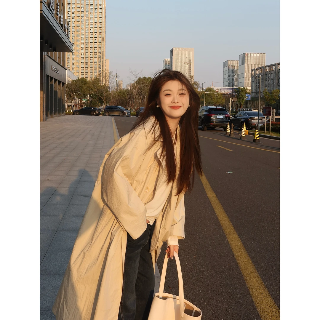 裂渡宣宣【晚风呢喃】微胖大码女春气质百搭显瘦廓形风衣 ZY503A80