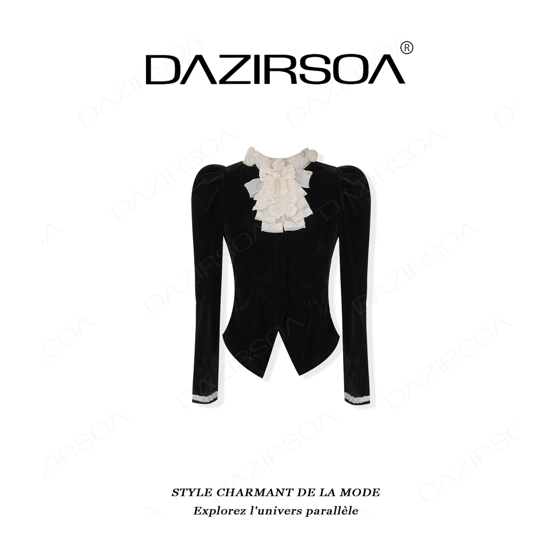 “千金玫瑰”时尚百搭玫瑰花洋气丝绒上衣 AC571