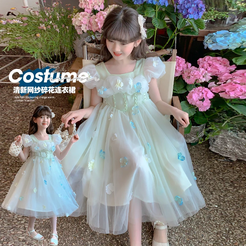 女童公主裙2025夏装6-12岁高档中大童女宝生日裙子夏季儿童连衣裙