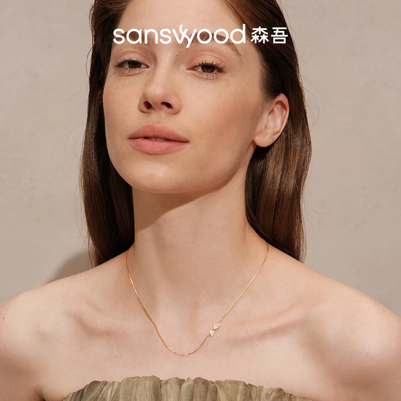 坠链均925银莫桑石 sanswood森吾《旋光》925银双莫桑石项链毛衣链