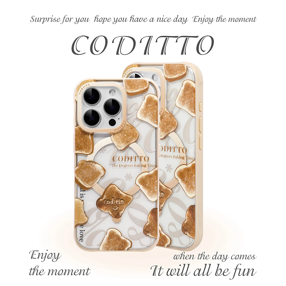 coditto烘焙吐司双层磁吸适用iPhone16 15promax手机壳新款秋冬
