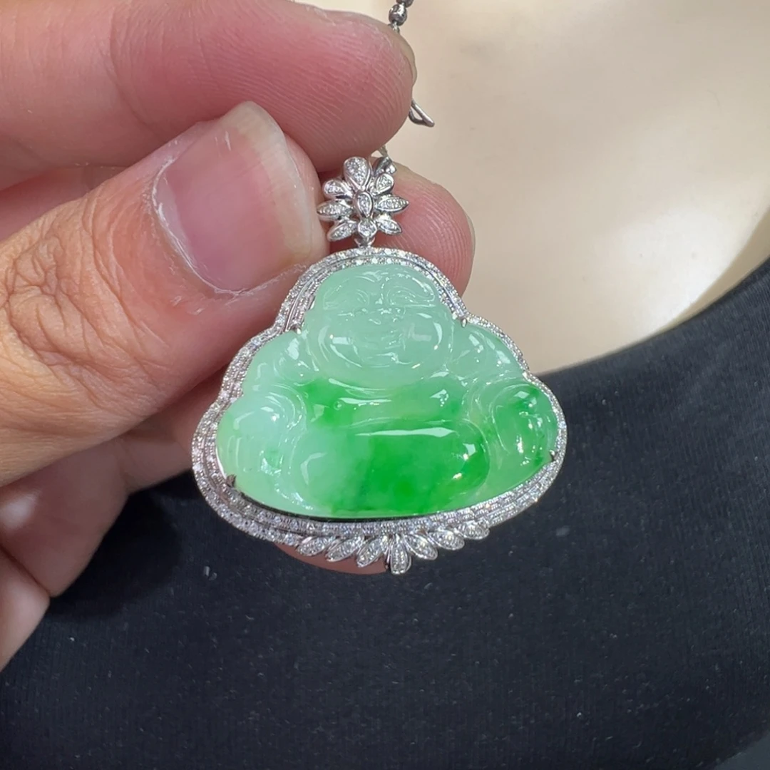 翡翠18K金镶嵌吊坠(不含链)