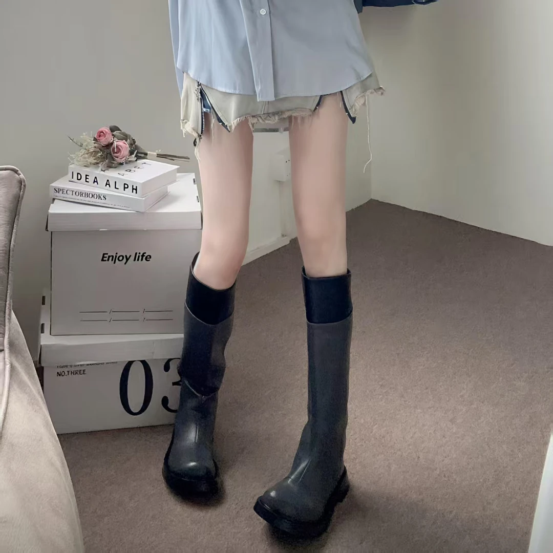 CHARLES&KEITH秋冬新款女靴复古皮带扣中筒骑士西部靴女单鞋C-834