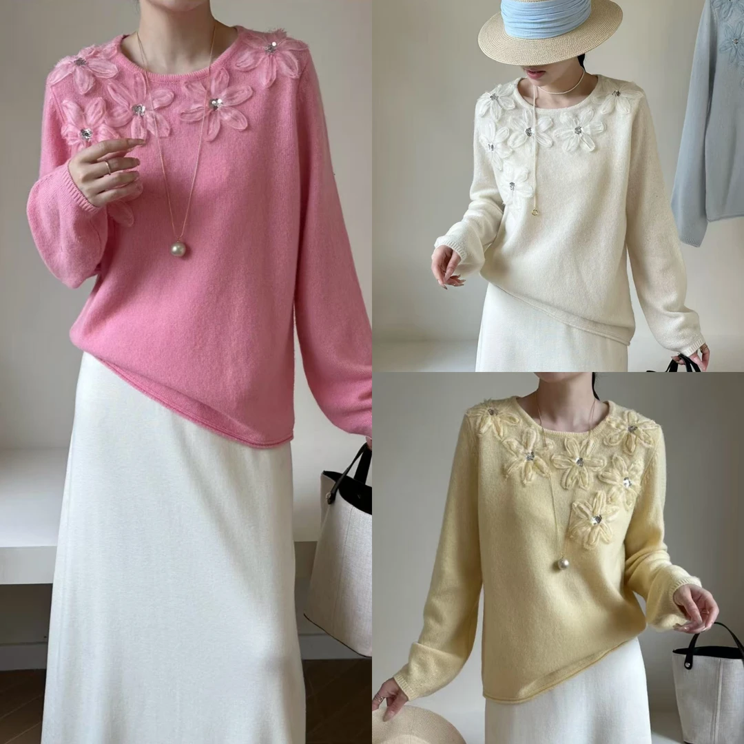 2606芭莎六朵花圆领上衣