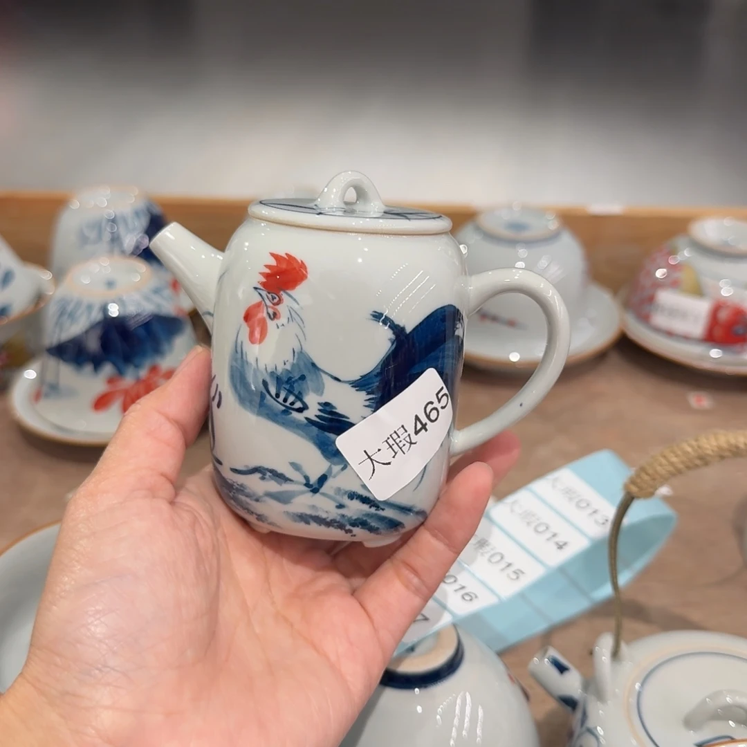釉下手绘茶具微瑕