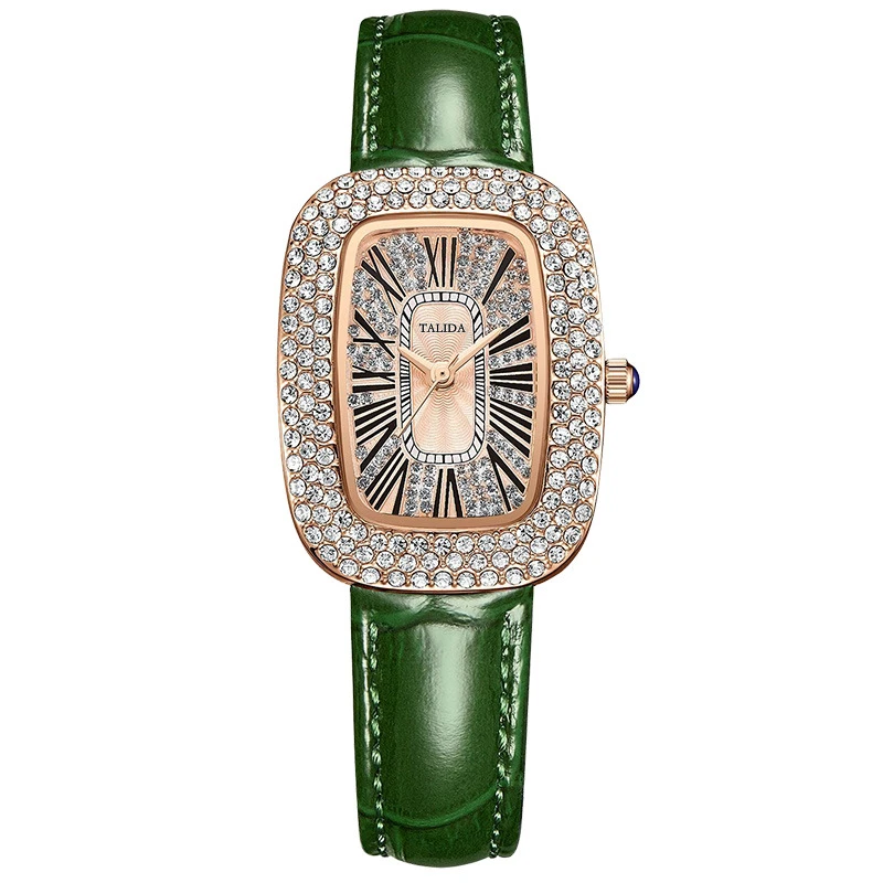 钟表配饰爆款豪镶满钻鸽子蛋轻奢女士防水石英手表百搭简约腕表