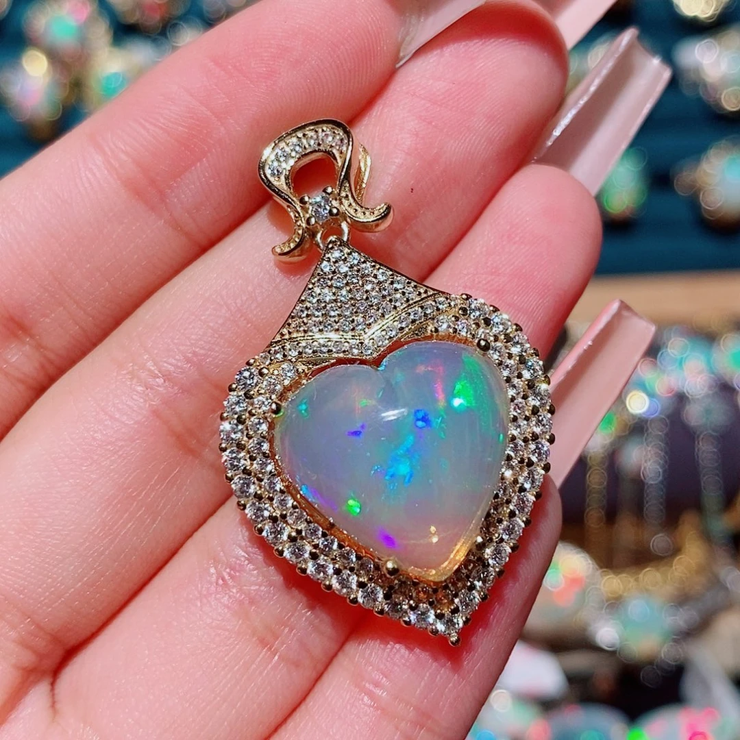 欧泊银S925镶嵌吊坠