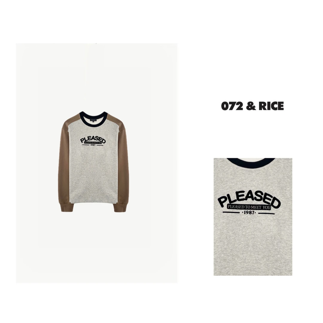 072 & RICE【1987】秋季休闲圆领插肩长袖加绒卫衣 NB263Z FF