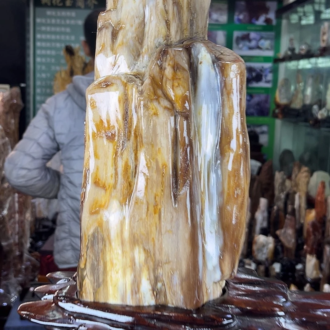 缅甸天然树化玉摆件