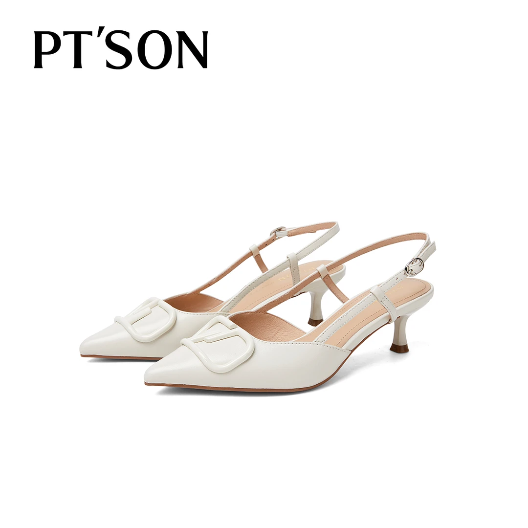 百田森2025夏网红款包头凉鞋细跟尖头高级感百搭女式后空单鞋