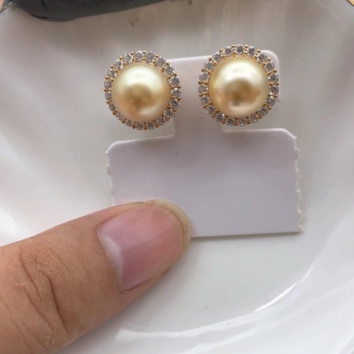 银S925镶嵌耳饰海水珍珠
