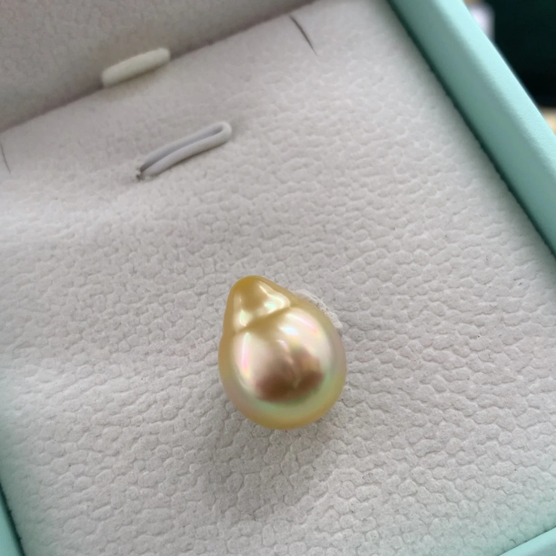 海水珍珠裸珠南洋金珠炫彩镜面光裸珠11.8mm