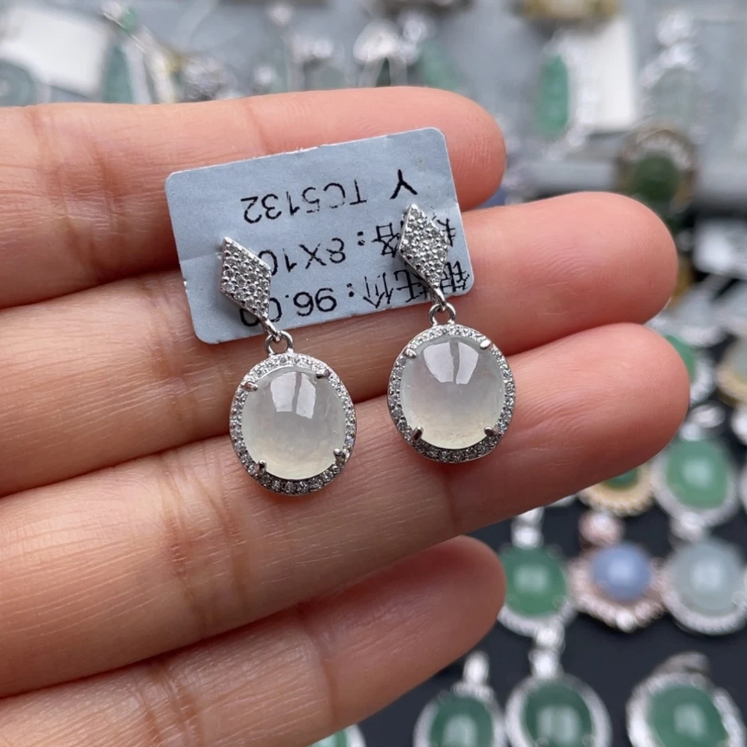 下***的翡翠银S925镶嵌吊坠(不含链)