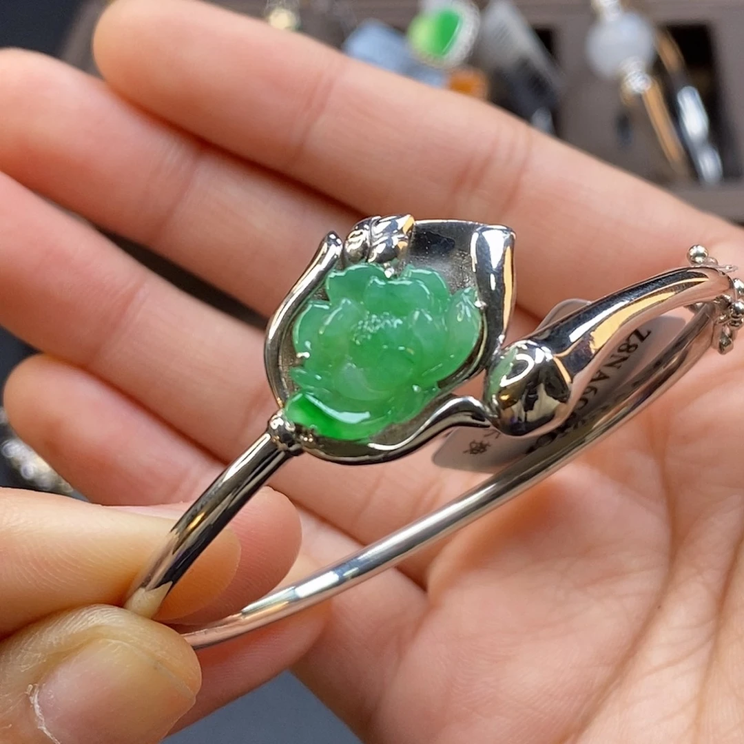 翡翠银S925镶嵌颈饰19249