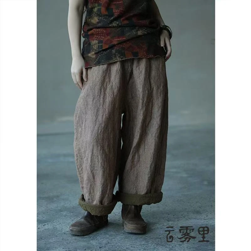 云雾里 原创设计复古文艺松弛感简约大气宽松随性纯亚麻裤子 5201