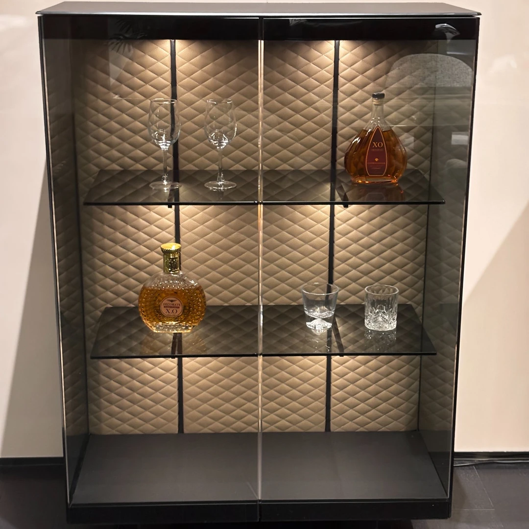 意式极简Rimadesio 飞机柜双开鸥翼门玻璃酒柜展示柜餐边柜储物柜