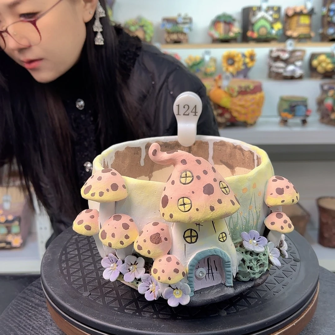 本默花器麦饭石花盆