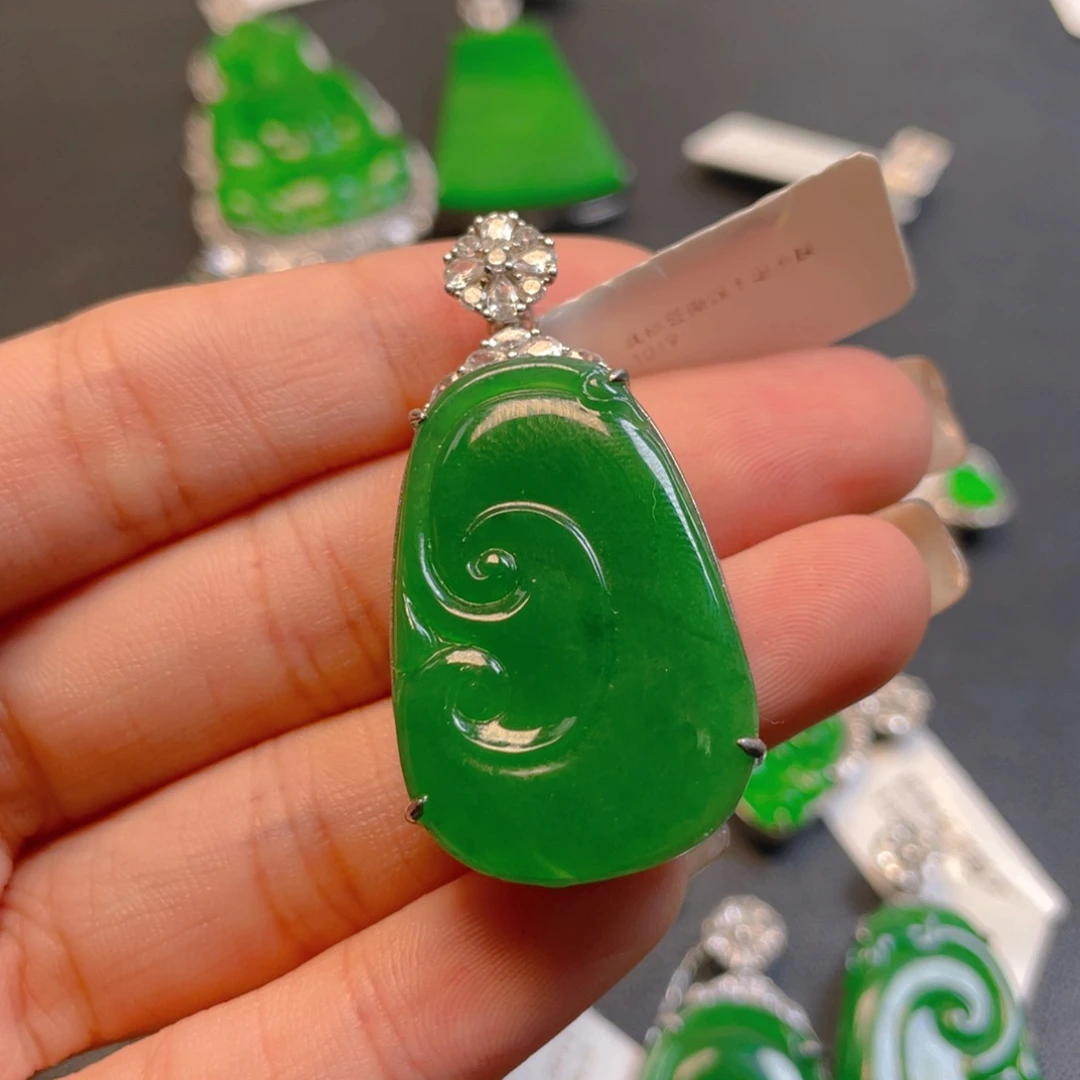 翡翠银S925镶嵌吊坠(不含链)