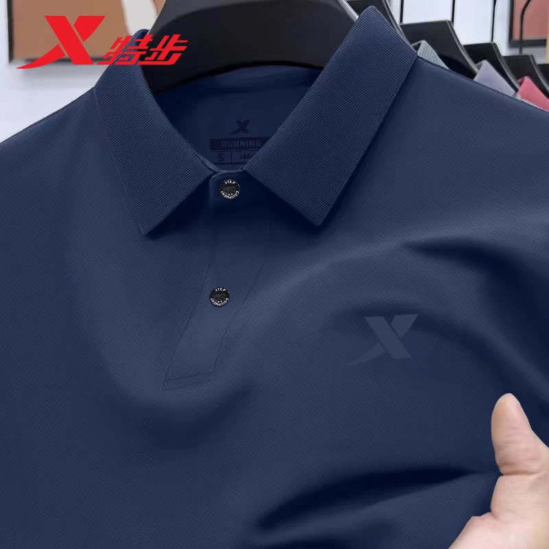 特步短袖男士保罗衫翻领冰丝速干T恤秋冬透气官网旗舰商务polo衫