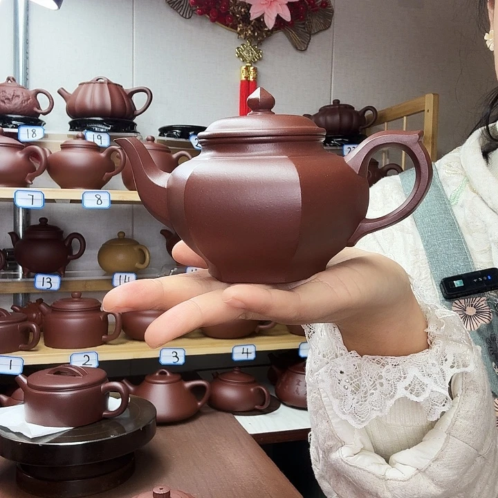 孙***亮茶壶紫砂六方笑樱300毫升，底槽清40目