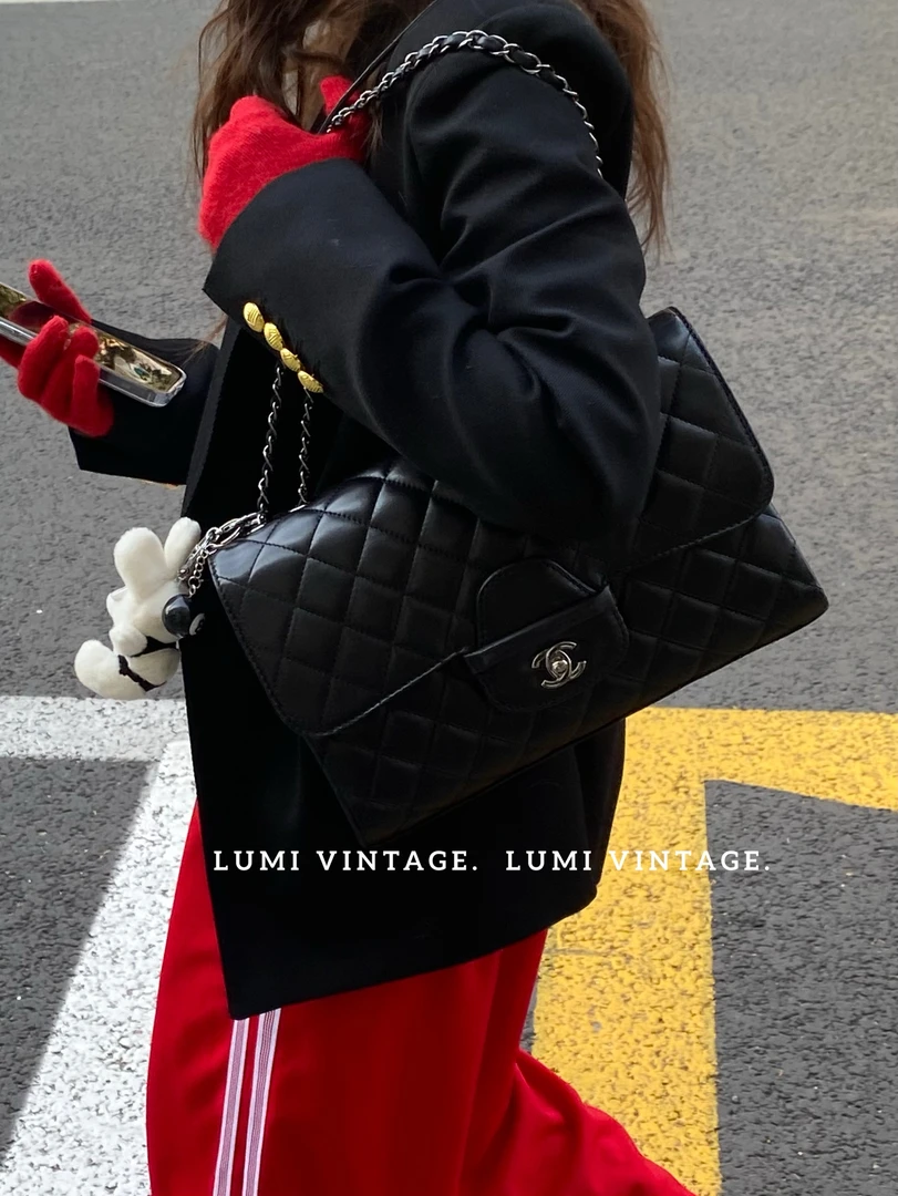 95新 Chanel/香奈儿 黑银双C季节限定单肩包35036023