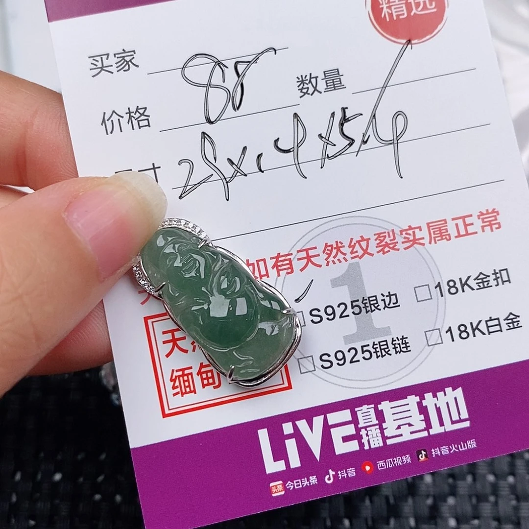 颈饰银S925镶嵌翡翠