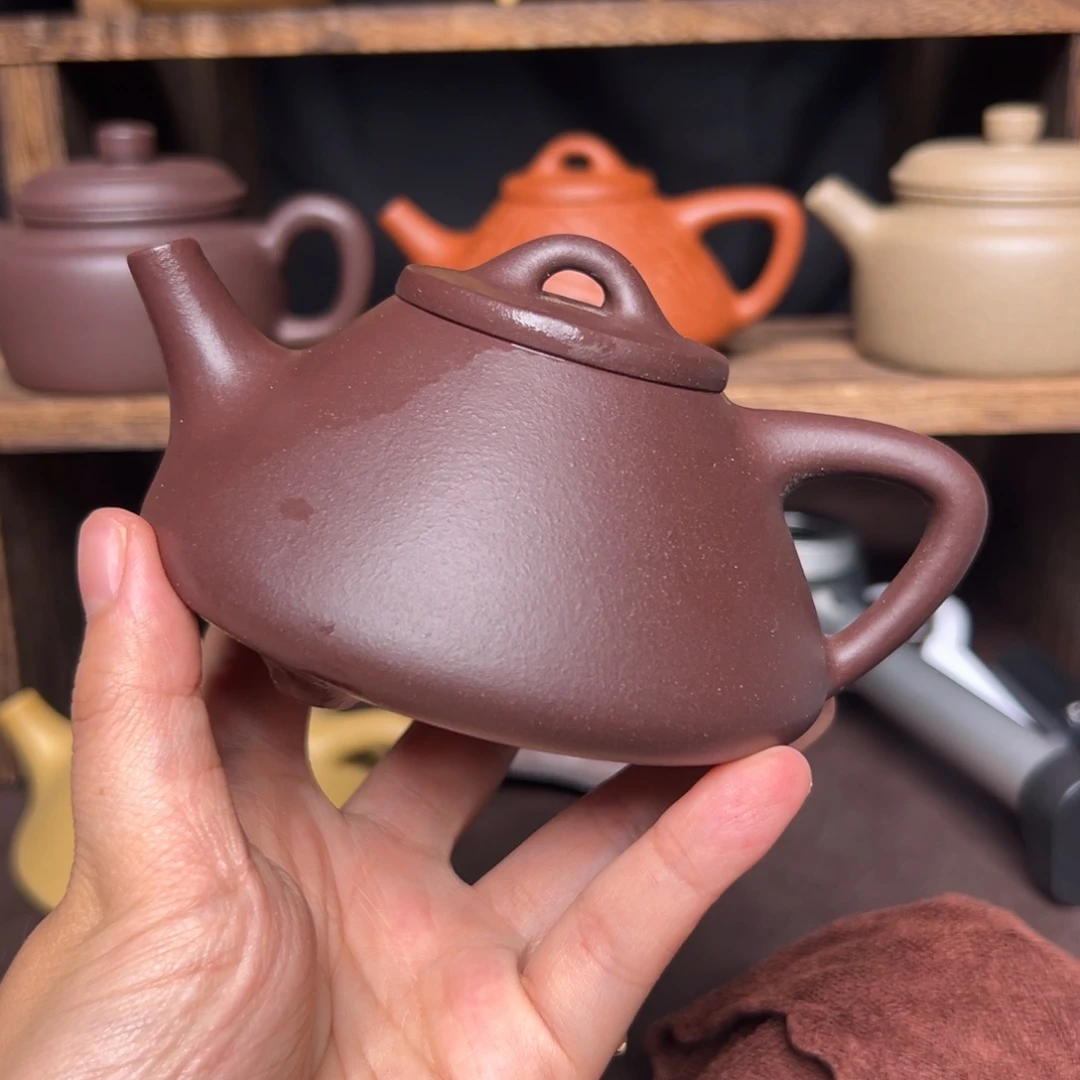 紫砂茶壶紫泥子冶石瓢220毫升