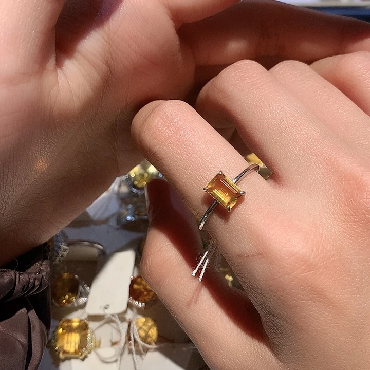 黄晶银S925镶嵌戒指