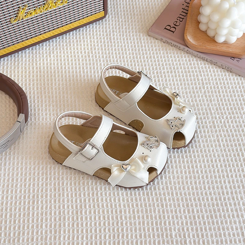 女童鞋子2025鼠鼠小童公主鞋镂空防滑女包凉鞋夏季蝴蝶结饰品童鞋