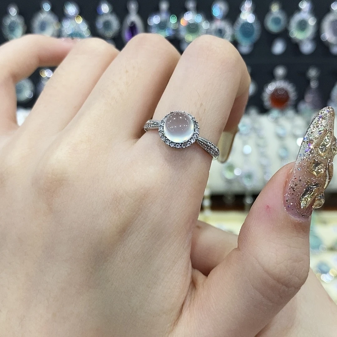 蛇纹石玉银S925镶嵌戒指